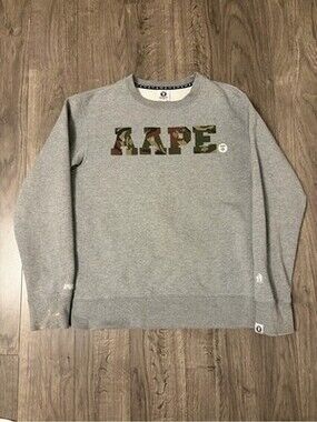 Aape Gray Crewneck Sweatshirt with Camo Logo